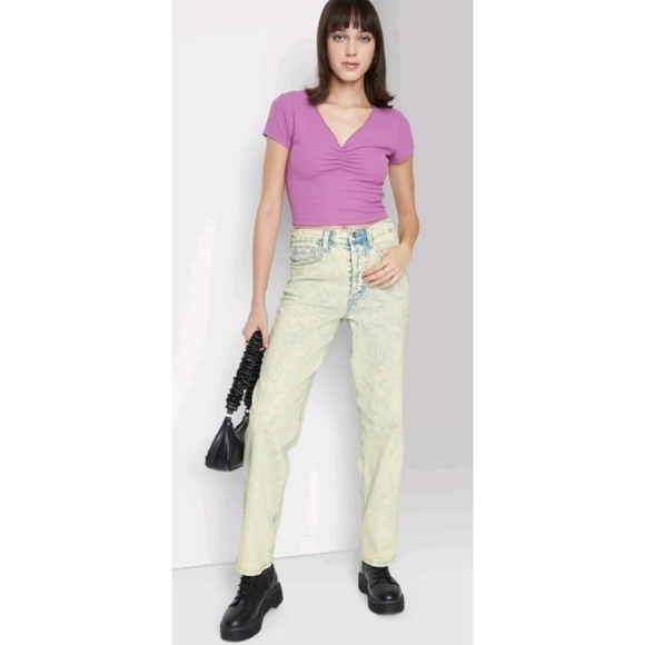Wild Fable Super High Rise Acid Over-Dye Straight Jeans - Picture 1 of 14